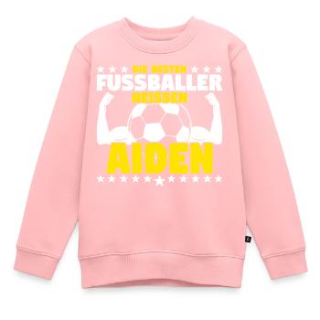 Die besten Fußballer heißen Aiden - Kinder Premium Organic Sweatshirt - Rosa - Vorne - AI Model Kid Female (0cm)
