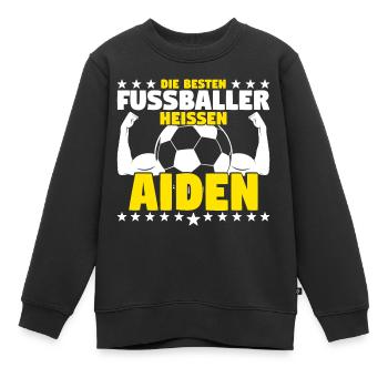 Die besten Fußballer heißen Aiden - Kinder Premium Organic Sweatshirt - Schwarz - Vorne - AI Model Kid Female (0cm)