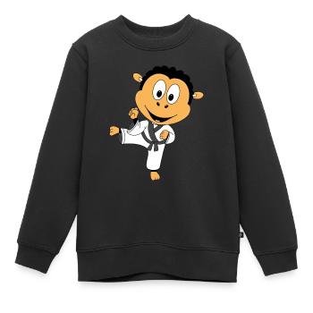 SCHWARZES SCHAF - JUDO - SPORT - KARATE - TIER - Kinder Premium Organic Sweatshirt - Schwarz - Vorne - AI Model Kid Female (0cm)
