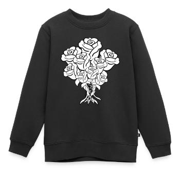 Bouquet Fleurs Symbole Plante - Sweat Premium enfant bio - noir - Devant - AI Model Kid Female (0cm)