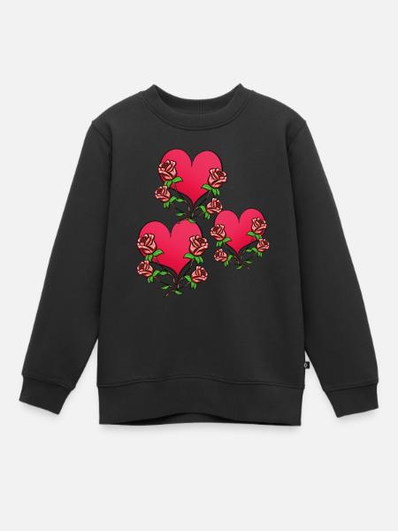 Trois cœurs Symbole de forme de cœur de fleur - Sweat Premium enfant bio - noir