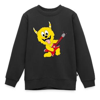 MONSTER - GITARRE - MUSIK - BAND - LIEBE - Kinder Premium Organic Sweatshirt - Schwarz - Vorne - AI Model Kid Female (0cm)