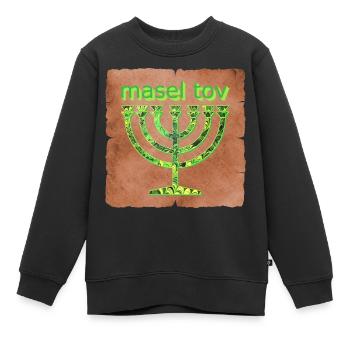 masel tov e 35 - Kinder Premium Organic Sweatshirt - Schwarz - Vorne - AI Model Kid Female (0cm)