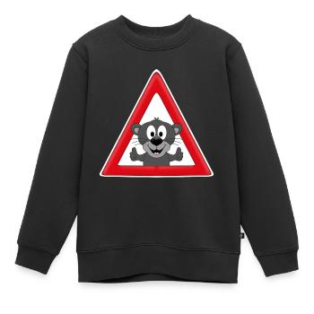 ACHTUNG PANTHER - TIER - TIERISCH - Kinder Premium Organic Sweatshirt - Schwarz - Vorne - AI Model Kid Female (0cm)