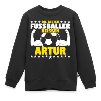 Artur - Die Besten Fußballer heißen Artur - Kinder Premium Organic Sweatshirt - Schwarz - Vorne - AI Model Kid Female (0cm)