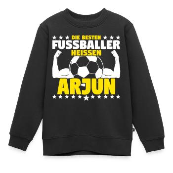 Arjun - Die Besten Fußballer heißen Arjun - Kinder Premium Organic Sweatshirt - Schwarz - Vorne - AI Model Kid Female (0cm)