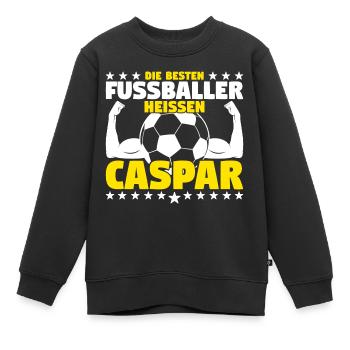 Die besten Fußballer heißen Caspar - Kinder Premium Organic Sweatshirt - Schwarz - Vorne - AI Model Kid Female (0cm)
