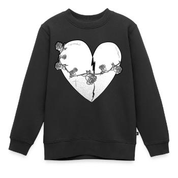 Coeur Rose Cicatrices Symbole Gris - Sweat Premium enfant bio - noir - Devant - AI Model Kid Female (0cm)