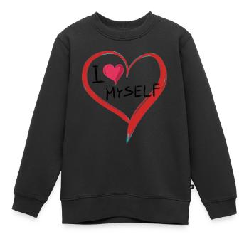 Je m’aime coeur texte symbole forme - Sweat Premium enfant bio - noir - Devant - AI Model Kid Female (0cm)