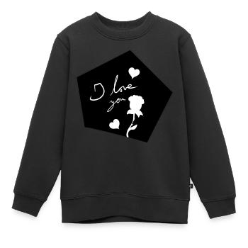 Je t’aime Symbole forme fleur - Sweat Premium enfant bio - noir - Devant - AI Model Kid Female (0cm)