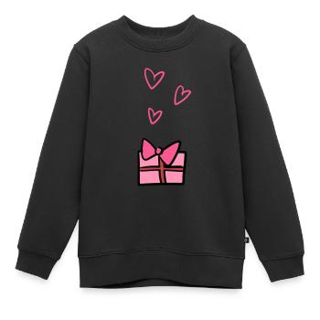 Symbole cadeau Donnez aux cœurs Noël - Sweat Premium enfant bio - noir - Devant - AI Model Kid Female (0cm)