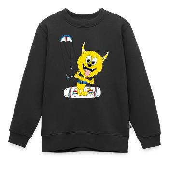 MONSTER - KITER - KITE - KITESURFER - KITEN - Kinder Premium Organic Sweatshirt - Schwarz - Vorne - AI Model Kid Female (0cm)