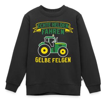 landwirt traktor echte helden fahren gelbe felgen - Kinder Premium Organic Sweatshirt - Schwarz - Vorne - AI Model Kid Female (0cm)