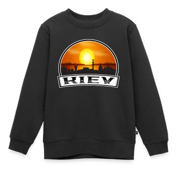 Kiew Ukraine Skyline Vintage Sonnenuntergang Reise Souveni - Kinder Premium Organic Sweatshirt - Schwarz - Vorne - AI Model Kid Female (0cm)