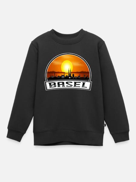 Basel Schweiz Skyline Vintage Sunset Travel So - Kinder Premium Organic Sweatshirt - Schwarz