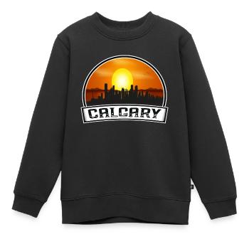Calgary Kanada Skyline Vintage Sonnenuntergang Reise Souve - Kinder Premium Organic Sweatshirt - Schwarz - Vorne - AI Model Kid Female (0cm)
