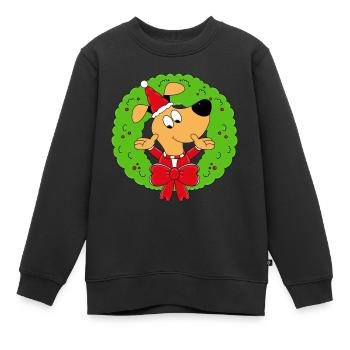HUND - ADVENTSKRANZ - ADVENT - WEIHNACHTEN - TIER - Kinder Premium Organic Sweatshirt - Schwarz - Vorne - AI Model Kid Female (0cm)