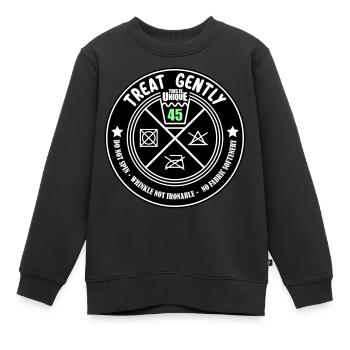 Schonend behandeln Unikat 45 | Farben änderbar - Kinder Premium Organic Sweatshirt - Schwarz - Vorne - AI Model Kid Female (0cm)