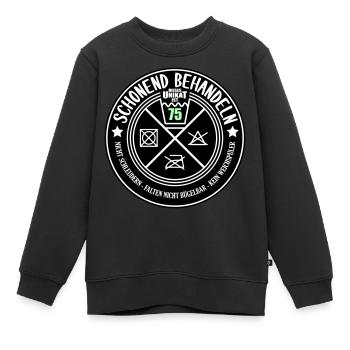 Schonend behandeln Unikat 75 | Farben änderbar - Kinder Premium Organic Sweatshirt - Schwarz - Vorne - AI Model Kid Female (0cm)