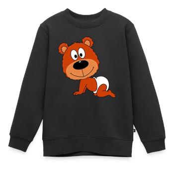 TEDDY - BÄR - TEDDYBÄR - BABY - TIERISCH - Kinder Premium Organic Sweatshirt - Schwarz - Vorne - AI Model Kid Female (0cm)