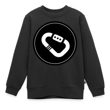 Equipement d’escalade cercle de mousqueton - Sweat Premium enfant bio - noir - Devant - AI Model Kid Female (0cm)