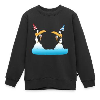 PINGUINE - EIS - TIERE - WINTER - LIEBE - LOVE - Kinder Premium Organic Sweatshirt - Schwarz - Vorne - AI Model Kid Female (0cm)