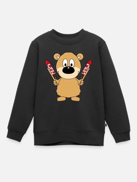 TEDDY - FEUERWERK - SILVESTER - NEUJAHR - LIEBE - Kinder Premium Organic Sweatshirt - Schwarz