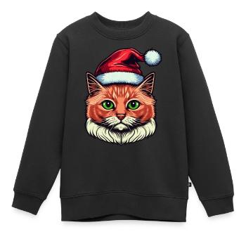 Schönes Weihnachtskatzendesign, ein ausgezeichnetes - Kinder Premium Organic Sweatshirt - Schwarz - Vorne - AI Model Kid Female (0cm)