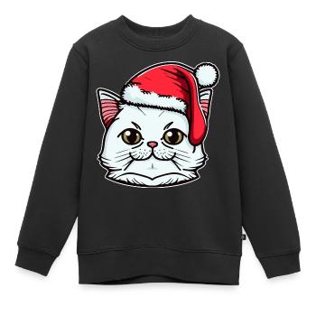 Süße Weihnachtskatzenzeichnung, ein ausgezeichnetes Weihnachtsgeschenk - Kinder Premium Organic Sweatshirt - Schwarz - Vorne - AI Model Kid Female (0cm)