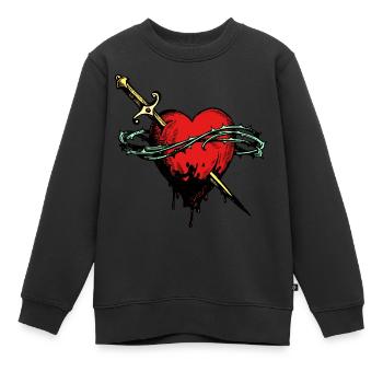 Cœur blessé Amour blessé Cœur - Sweat Premium enfant bio - noir - Devant - AI Model Kid Female (0cm)
