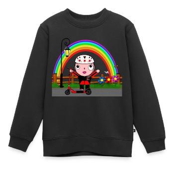 Annabelle - Kinder Premium Organic Sweatshirt - Schwarz - Vorne - AI Model Kid Female (0cm)