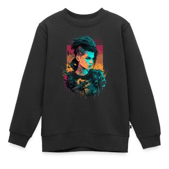 Schöne Science Fiction Frauen die Einfache - Kinder Premium Organic Sweatshirt - Schwarz - Vorne - AI Model Kid Female (0cm)