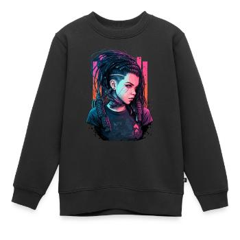 Ein erstaunlich aussehendes futuristisches Mädchen das ausgezeichnete - Kinder Premium Organic Sweatshirt - Schwarz - Vorne - AI Model Kid Female (0cm)