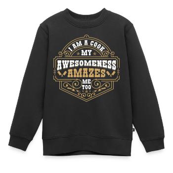 Chef Cuisine Gourmet Spoon Chef - Sweat Premium enfant bio - noir - Devant - AI Model Kid Female (0cm)