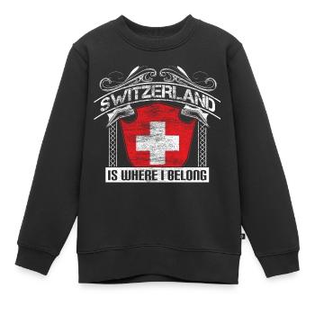 Idée cadeau Suisse Neutralité - Sweat Premium enfant bio - noir - Devant - AI Model Kid Female (0cm)