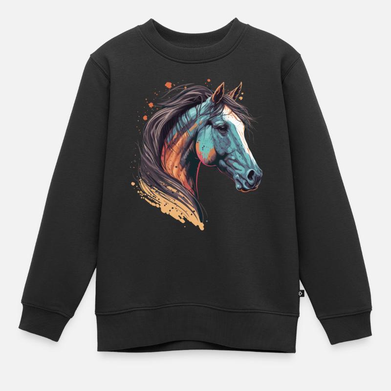 Hengstkopf - Kinder Premium Organic Sweatshirt - Schwarz