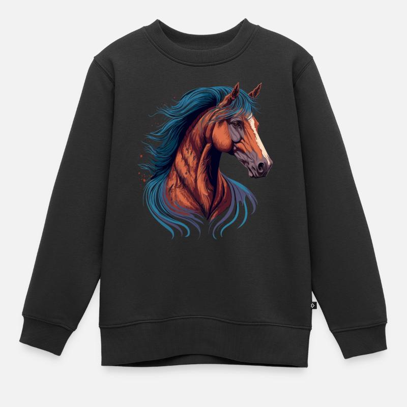 Pferdeziehen - Kinder Premium Organic Sweatshirt - Schwarz