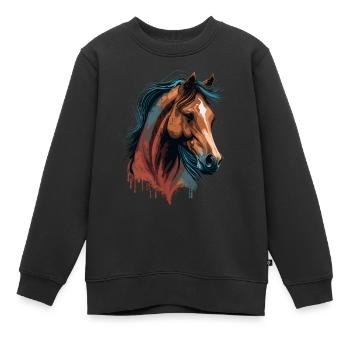 Tête de jument - Sweat Premium enfant bio - noir - Devant - AI Model Kid Female (0cm)