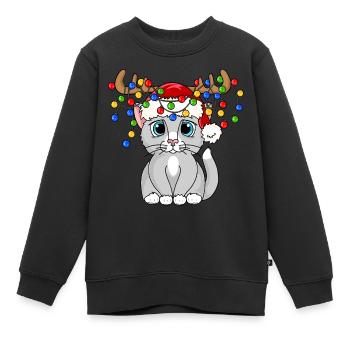 Weihnachts Mieze - Kinder Premium Organic Sweatshirt - Schwarz - Vorne - AI Model Kid Female (0cm)