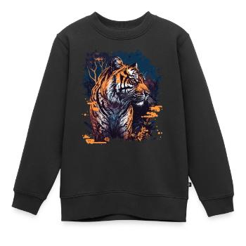 Tiger - Kinder Premium Organic Sweatshirt - Schwarz - Vorne - AI Model Kid Female (0cm)
