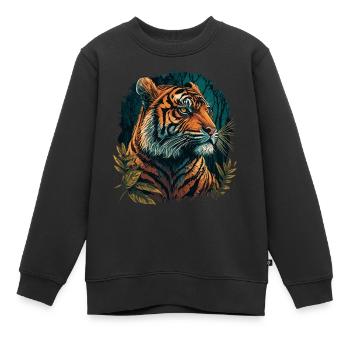 Tiger in Afrika - Kinder Premium Organic Sweatshirt - Schwarz - Vorne - AI Model Kid Female (0cm)