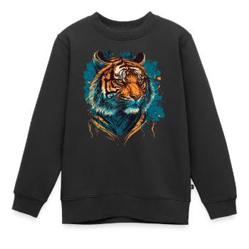 Illustration de la tête de tigre - Sweat Premium enfant bio - noir - Devant - AI Model Kid Female (0cm)