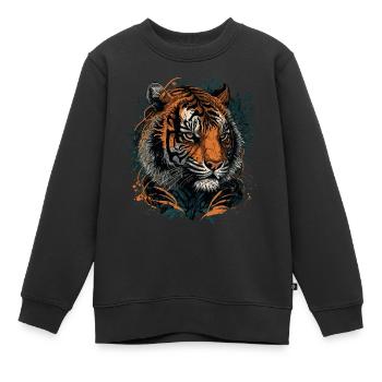 Une illustration numérique de tigre - Sweat Premium enfant bio - noir - Devant - AI Model Kid Female (0cm)