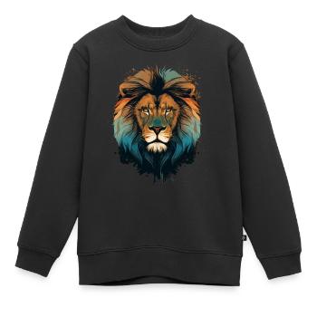 Lion Lion - Sweat Premium enfant bio - noir - Devant - AI Model Kid Female (0cm)