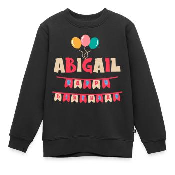t-shirt Abigail joyeux anniversaire joyeux anniversaire - Sweat Premium enfant bio - noir - Devant - AI Model Kid Female (0cm)