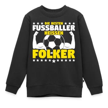 Die besten Fußballer heißen Folker - Kinder Premium Organic Sweatshirt - Schwarz - Vorne - AI Model Kid Female (0cm)