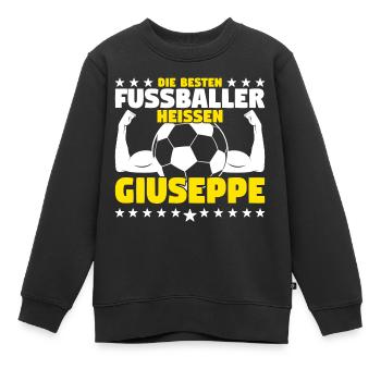 Die besten Fußballer heißen Giuseppe - Kinder Premium Organic Sweatshirt - Schwarz - Vorne - AI Model Kid Female (0cm)