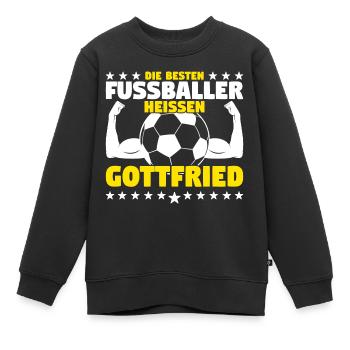 Die besten Fußballer heißen Gottfried - Kinder Premium Organic Sweatshirt - Schwarz - Vorne - AI Model Kid Female (0cm)