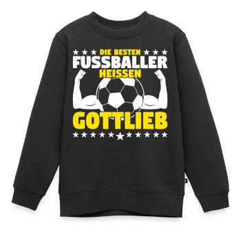 Die besten Fußballer heißen Gottlieb - Kinder Premium Organic Sweatshirt - Schwarz - Vorne - AI Model Kid Female (0cm)