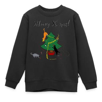Miaou X mas chaos - Sweat Premium enfant bio - noir - Devant - AI Model Kid Female (0cm)